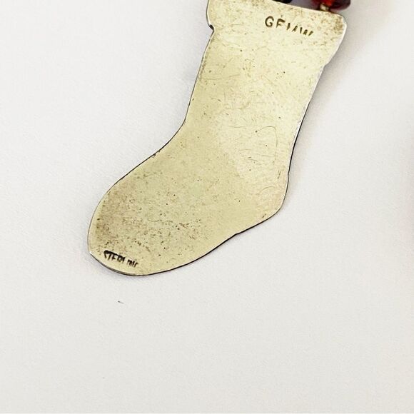 Vintage sterling silver Christmas stocking drop earrings with gemstones - Picture 4 of 6